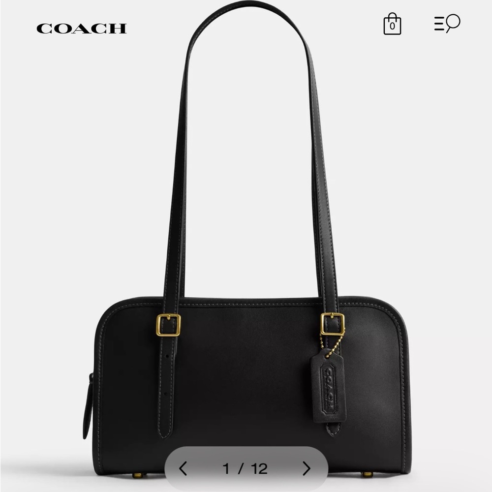 Coach Black Shoulder Bag with Gold Accents